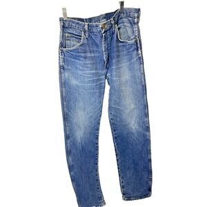 Wrangler Authentic Jeans Mens 33x34 Blue Denim Straight Leg Comfort Fit